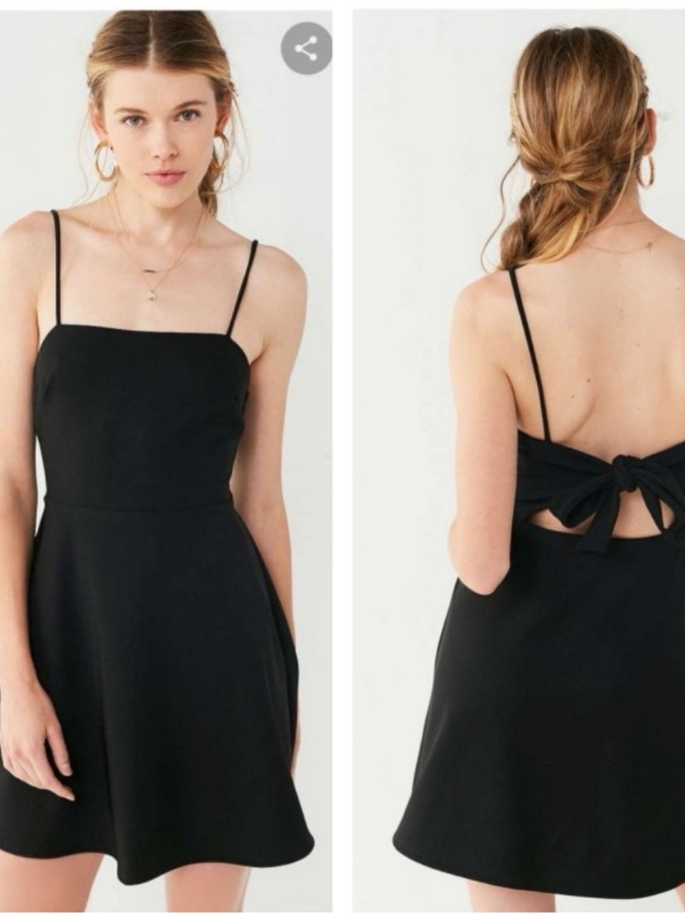 Urban Outfitters Black Spaghetti-Strap Mini Dress with Bow Back